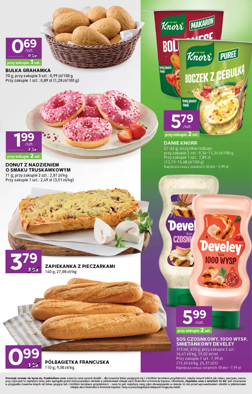 Gazetka promocyjna Stokrotka - Stokrotka Express - ważna 13.08 do 20.08.2025 - strona 3 - produkty: Bagietka, Bułka, Bułka grahamka, Donut, Gra, Knorr, Piec, Pieczarka, Zapiekanka