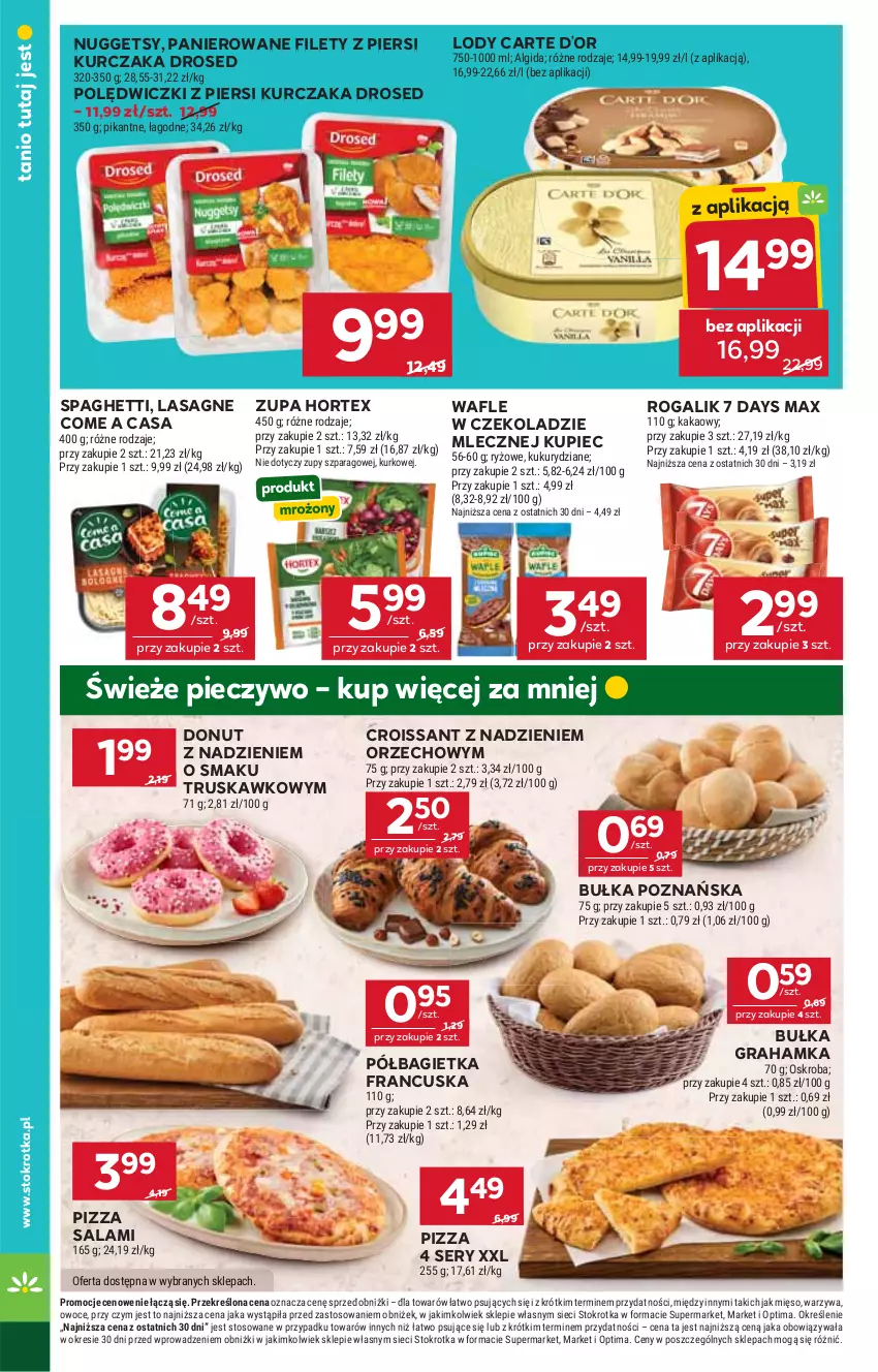 Gazetka promocyjna Stokrotka - Market - ważna 17.09 do 23.09.2026 - strona 24 - produkty: 7 Days, Algida, Bagietka, Bułka, Bułka grahamka, Croissant, Donut, Gra, Hortex, Kakao, Kupiec, Kurczak, Lasagne, LG, Lody, Mięso, Optima, Owoce, Piec, Pieczywo, Pizza, Półbagietka, Rogal, Ryż, Salami, Ser, Spaghetti, Wafle, Warzywa, Zupa