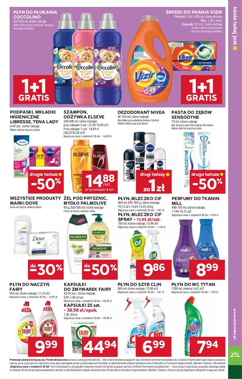 Gazetka promocyjna Stokrotka - Market - ważna 17.09 do 23.09.2026 - strona 34 - produkty: Cif, Clin, Coccolino, Control, Dezodorant, Dove, Dzieci, Elseve, Fa, Fairy, Gra, Mięso, Mleczko, Mydło, Nivea, Odżywka, Optima, Owoce, Palmolive, Pasta do zębów, Perfum, Płyn do płukania, Płyn do szyb, Płyn do wc, Podpaski, Sensodyne, Szampon, Tytan, Vizir, Warzywa, Wkładki