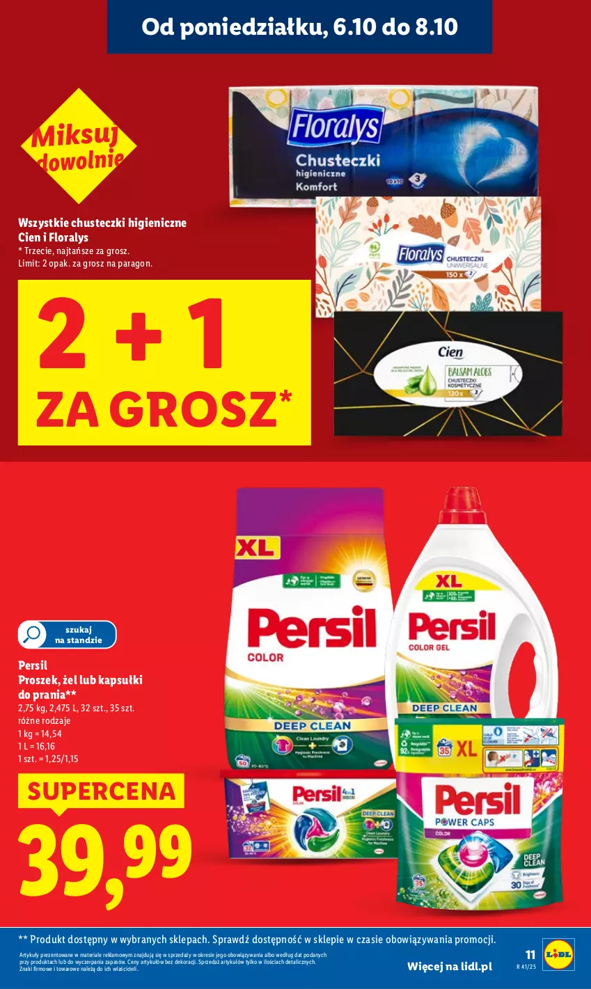 Gazetka promocyjna Lidl - GAZETKA - ważna 06.10 do 08.10.2025 - strona 11 - produkty: Chusteczki, Flora, Kapsułki do prania, Persil