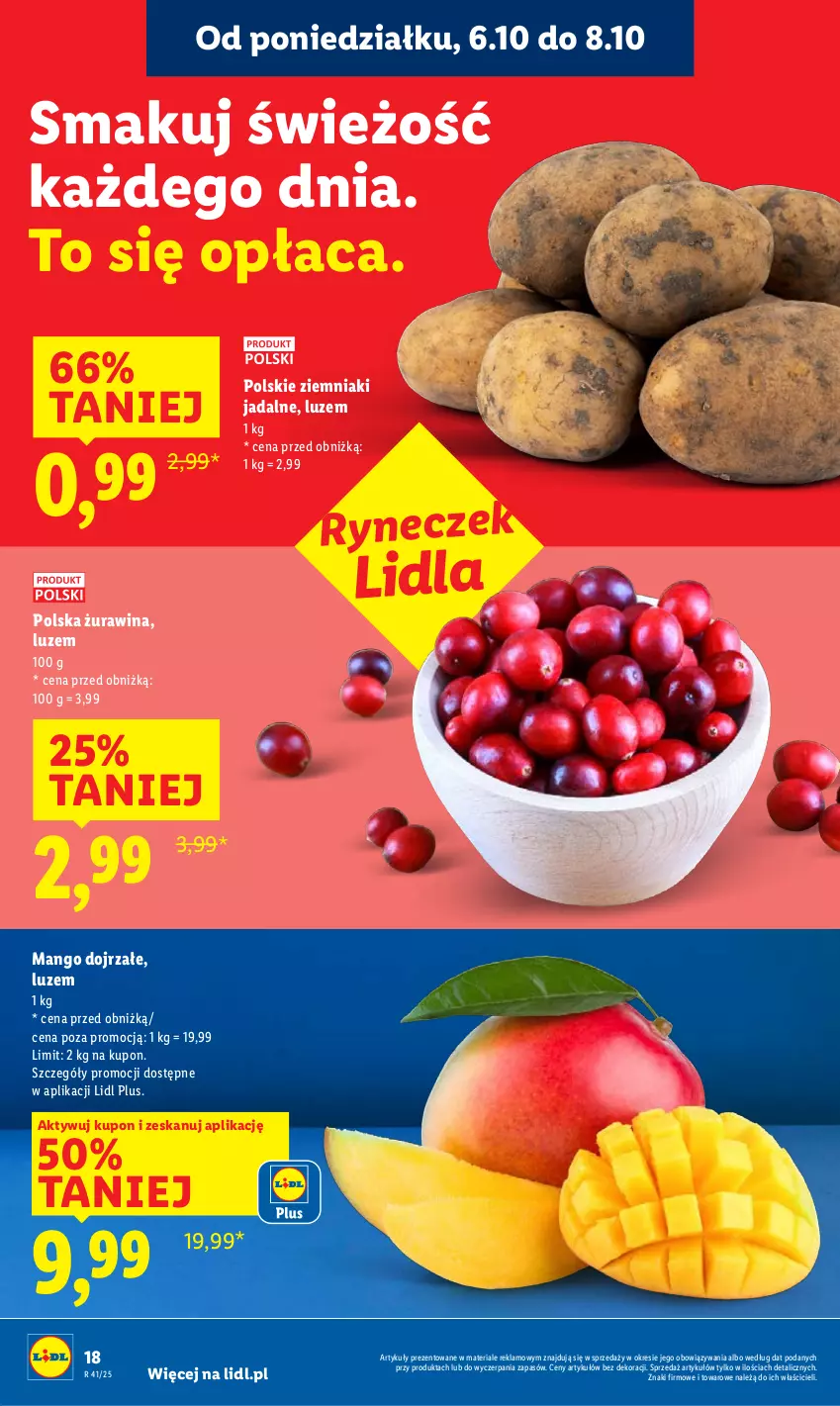 Gazetka promocyjna Lidl - GAZETKA - ważna 06.10 do 08.10.2025 - strona 18 - produkty: Mango, Ziemniaki