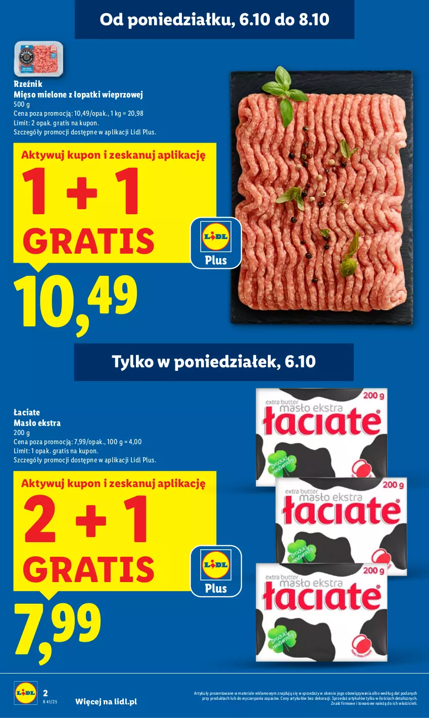 Gazetka promocyjna Lidl - GAZETKA - ważna 06.10 do 08.10.2025 - strona 2 - produkty: Gra, Masło, Mięso, Mięso mielone, Mięso mielone z łopatki wieprzowej