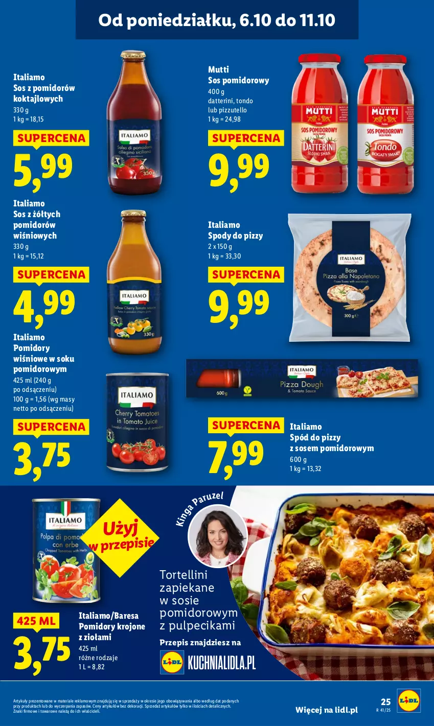 Gazetka promocyjna Lidl - GAZETKA - ważna 06.10 do 08.10.2025 - strona 25 - produkty: Pomidory, Pomidory krojone, Sok, Sos, Sos pomidorowy, Spód do pizzy