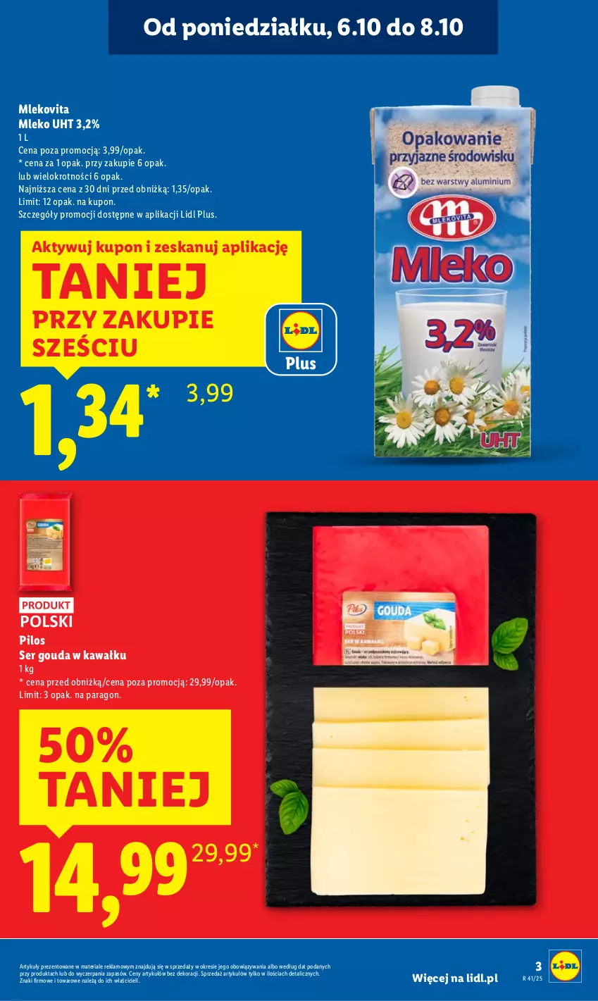 Gazetka promocyjna Lidl - GAZETKA - ważna 06.10 do 08.10.2025 - strona 3 - produkty: Gouda, Kawa, Mleko, Mlekovita, Pilos, Ser