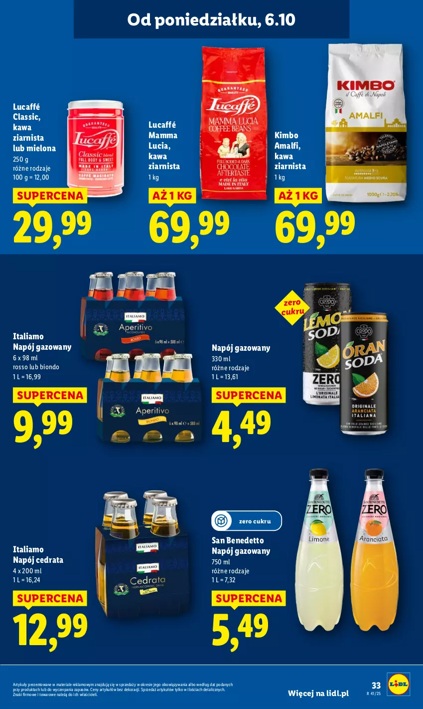 Gazetka promocyjna Lidl - GAZETKA - ważna 06.10 do 08.10.2025 - strona 33 - produkty: Kawa, Kawa ziarnista, Napój, Napój gazowany