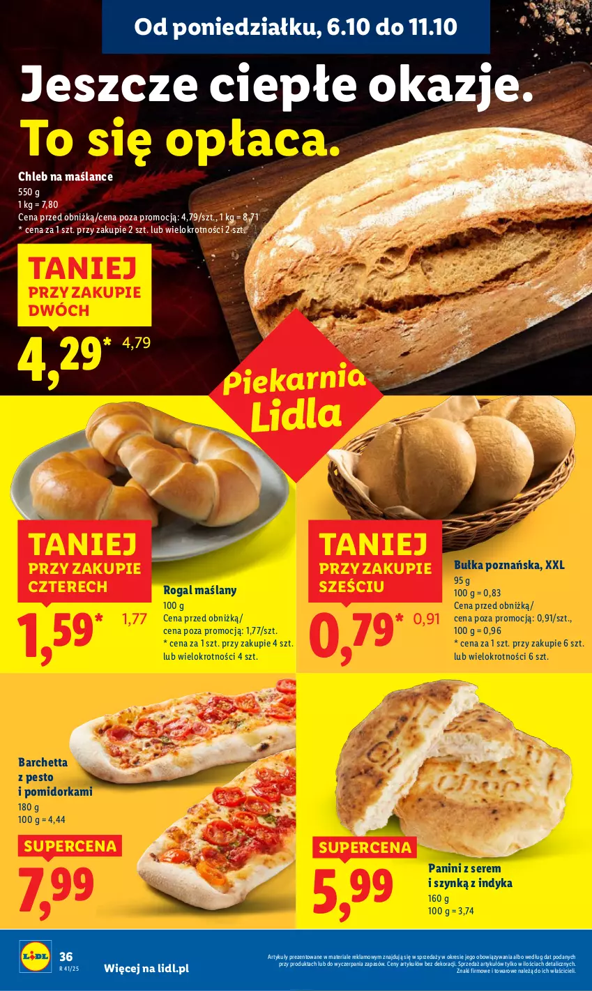 Gazetka promocyjna Lidl - GAZETKA - ważna 06.10 do 08.10.2025 - strona 36 - produkty: Bułka, Chleb, Orka, Pesto, Rogal, Ser