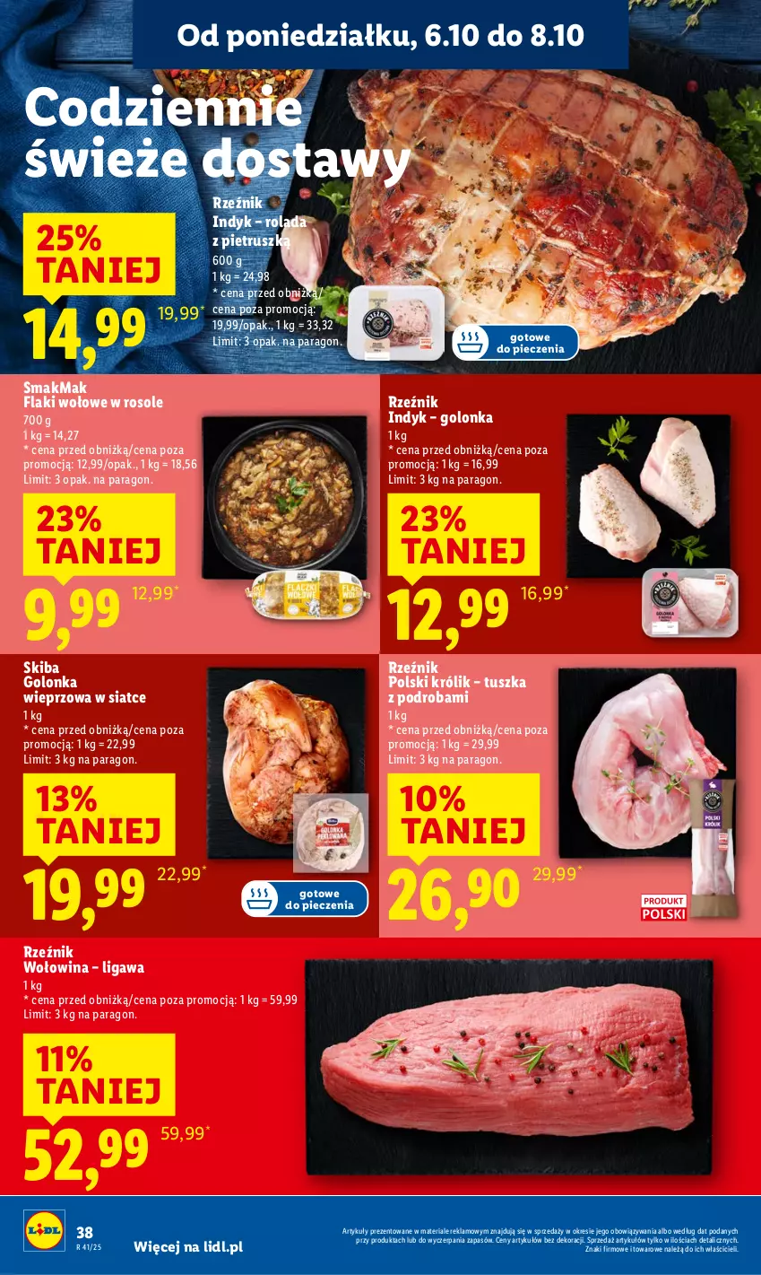Gazetka promocyjna Lidl - GAZETKA - ważna 06.10 do 08.10.2025 - strona 38 - produkty: Flaki, Flaki wołowe, Golonka wieprzowa, Królik, Piec, Rolada, Tusz, Wołowina