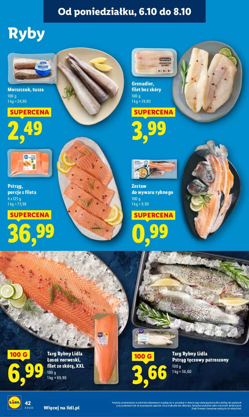Gazetka promocyjna Lidl - GAZETKA - ważna 06.10 do 08.10.2025 - strona 42 - produkty: Grenadier, Por, Pstrąg, Pstrąg tęczowy, Tusz