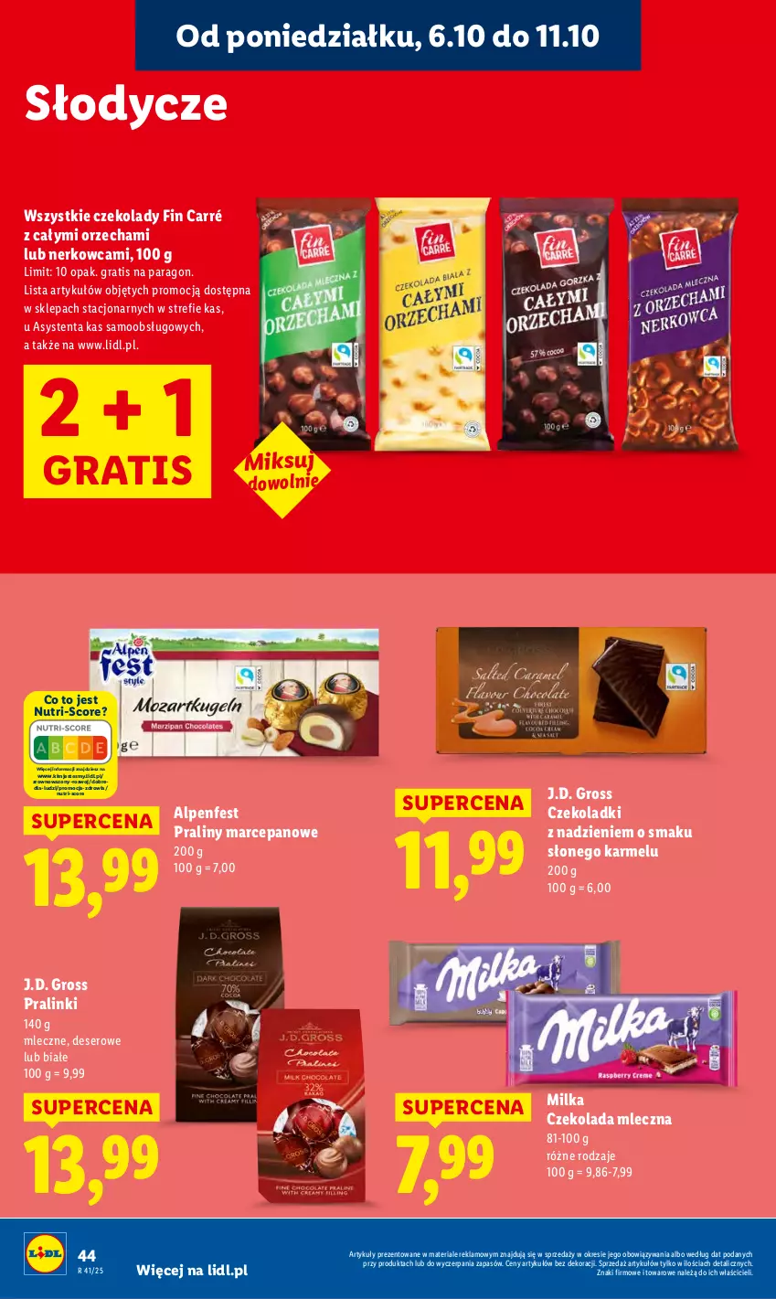 Gazetka promocyjna Lidl - GAZETKA - ważna 06.10 do 08.10.2025 - strona 44 - produkty: Czekolada, Czekolada mleczna, Deser, Gra, Milka, Praliny, Ser, Wazon