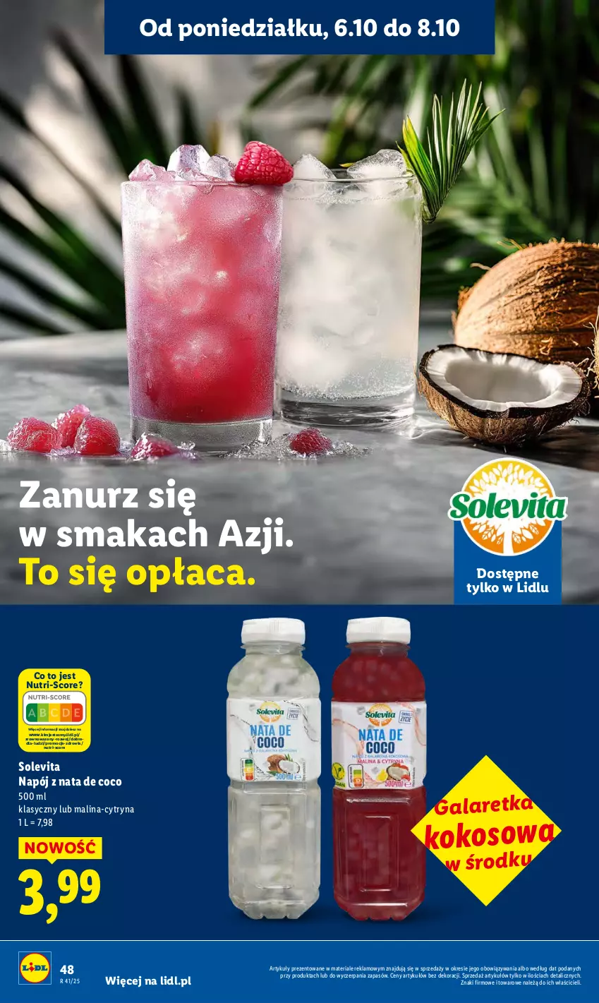 Gazetka promocyjna Lidl - GAZETKA - ważna 06.10 do 08.10.2025 - strona 48 - produkty: Gala, Galaretka, Kokos, Napój, Sok, Wazon