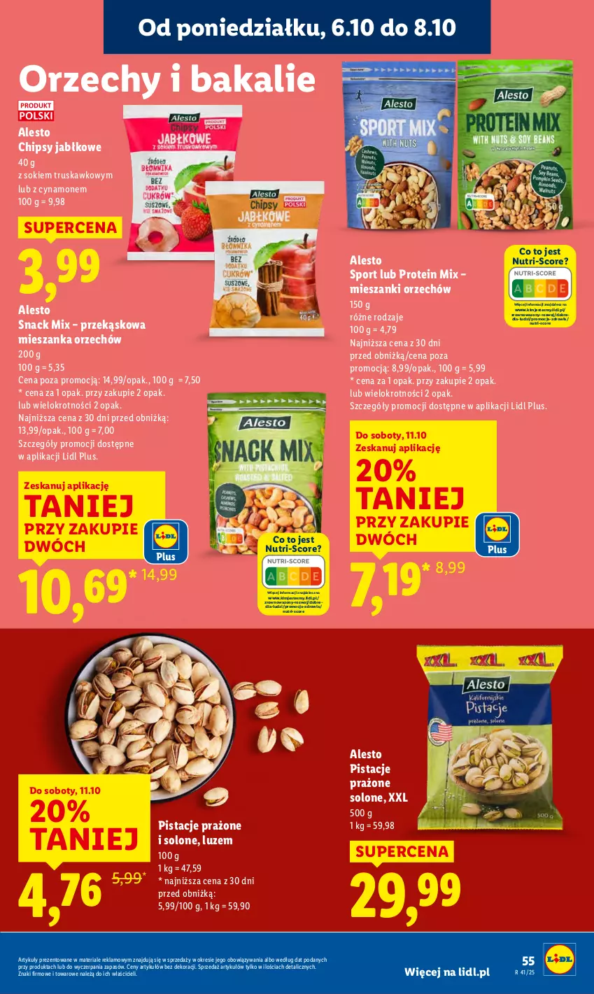 Gazetka promocyjna Lidl - GAZETKA - ważna 06.10 do 08.10.2025 - strona 57 - produkty: Chipsy, Pistacje, Por, Sok, Sport, Wazon
