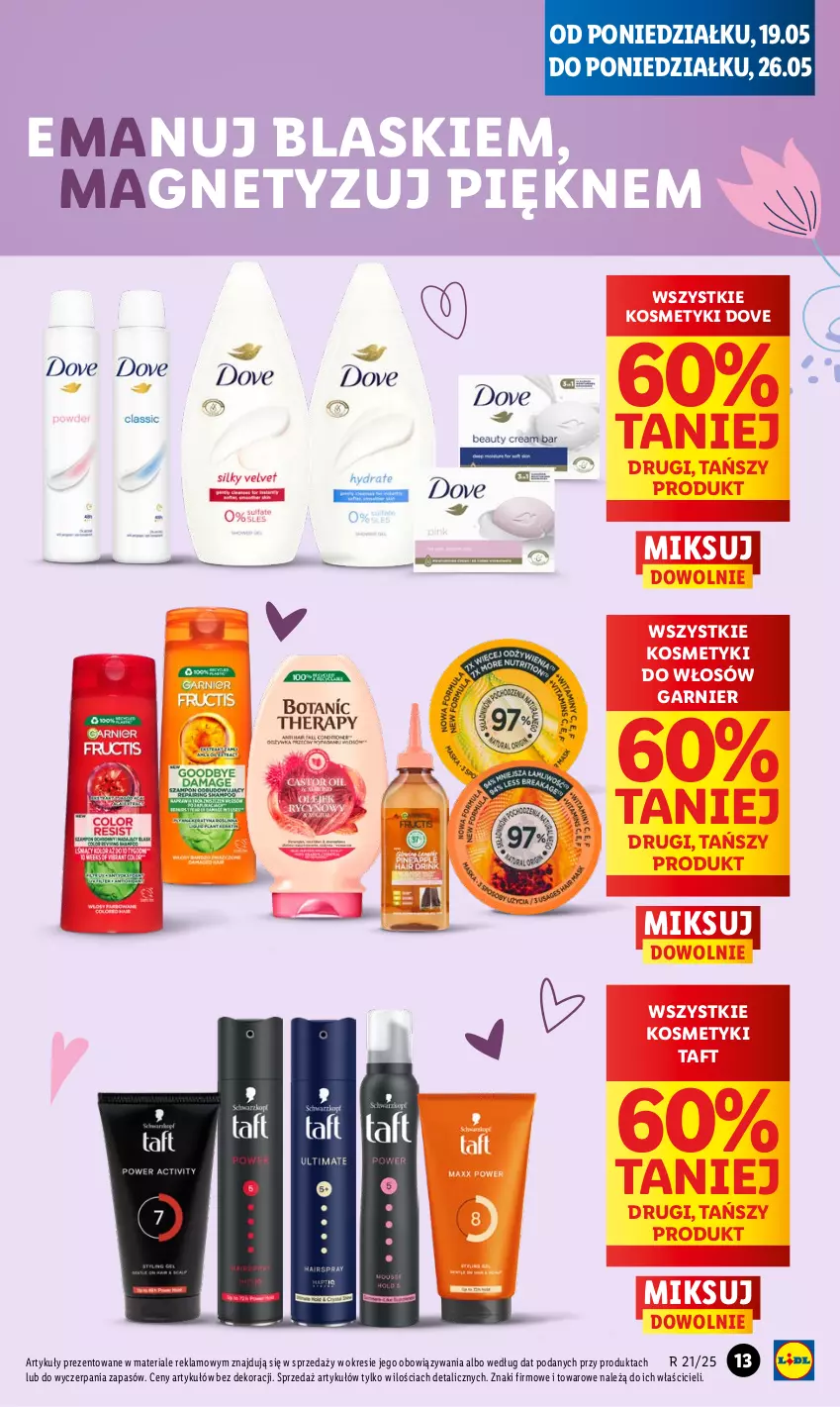Gazetka promocyjna Lidl - GAZETKA - ważna 19.05 do 21.05.2025 - strona 13 - produkty: Dove, Garnier, Taft