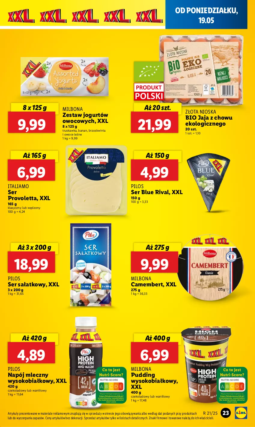 Gazetka promocyjna Lidl - GAZETKA - ważna 19.05 do 21.05.2025 - strona 27 - produkty: Camembert, Jaja, Jogurt, Napój, Napój mleczny, Owoce, Pilos, Pudding, Sałat, Ser, Sok
