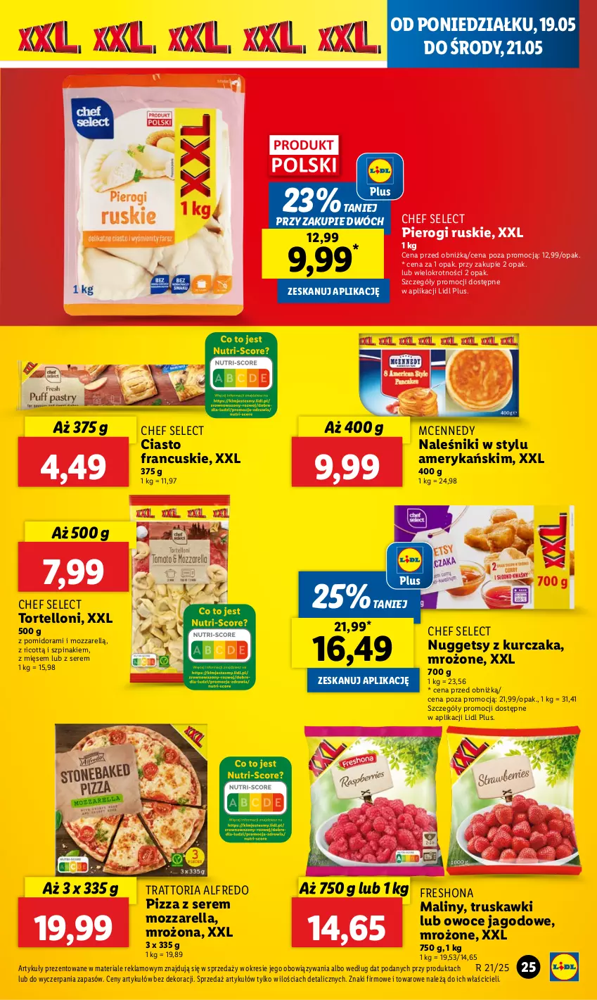 Gazetka promocyjna Lidl - GAZETKA - ważna 19.05 do 21.05.2025 - strona 29 - produkty: Ciasto francuskie, Kurczak, Maliny, Mozzarella, Naleśniki, Owoce, Pierogi, Pizza, Ser, Szpinak, Tortelloni, Truskawki