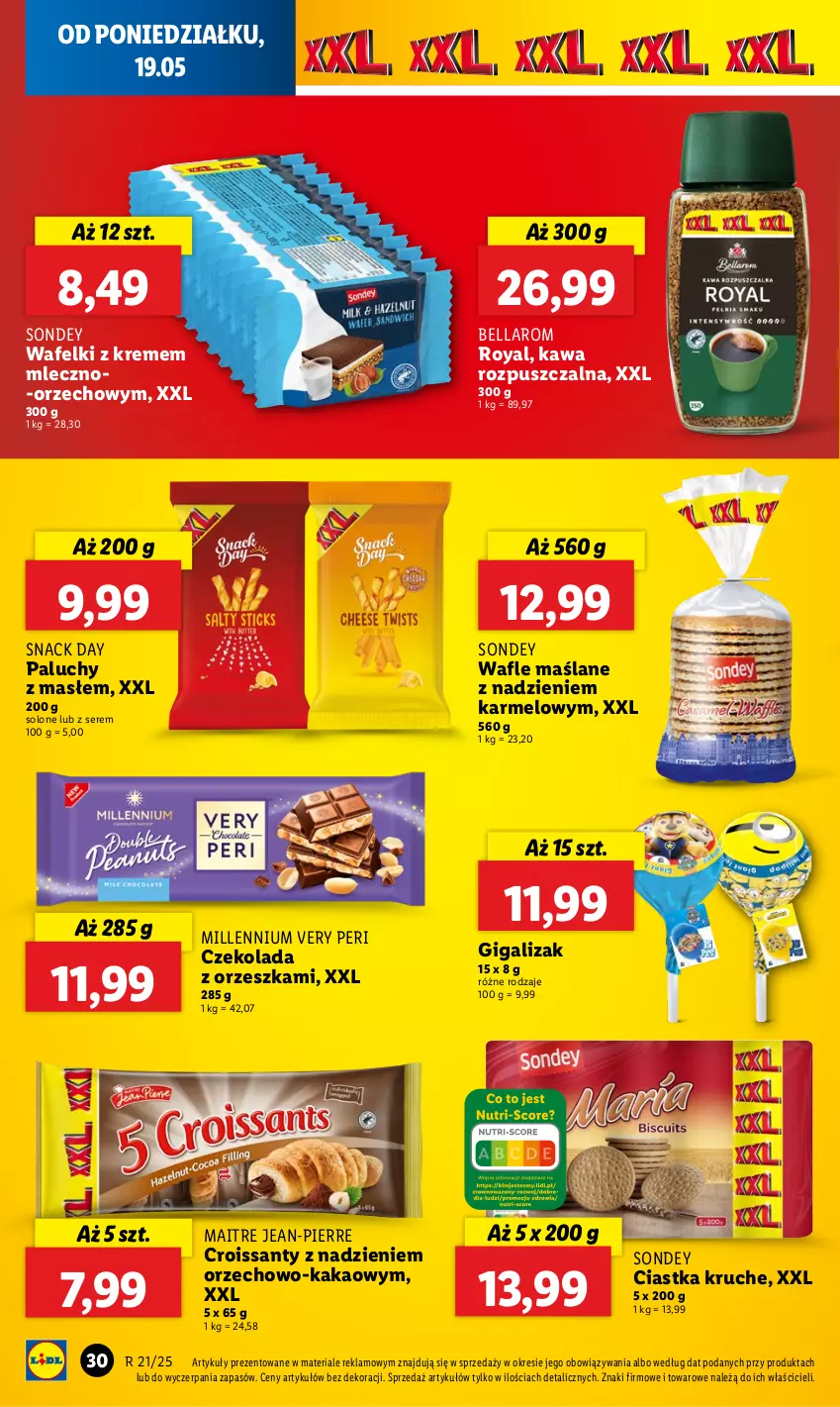 Gazetka promocyjna Lidl - GAZETKA - ważna 19.05 do 21.05.2025 - strona 34 - produkty: Bell, Bella, Ciastka, Croissant, Czekolada, Kakao, Kawa, Kawa rozpuszczalna, Ser, Wafle