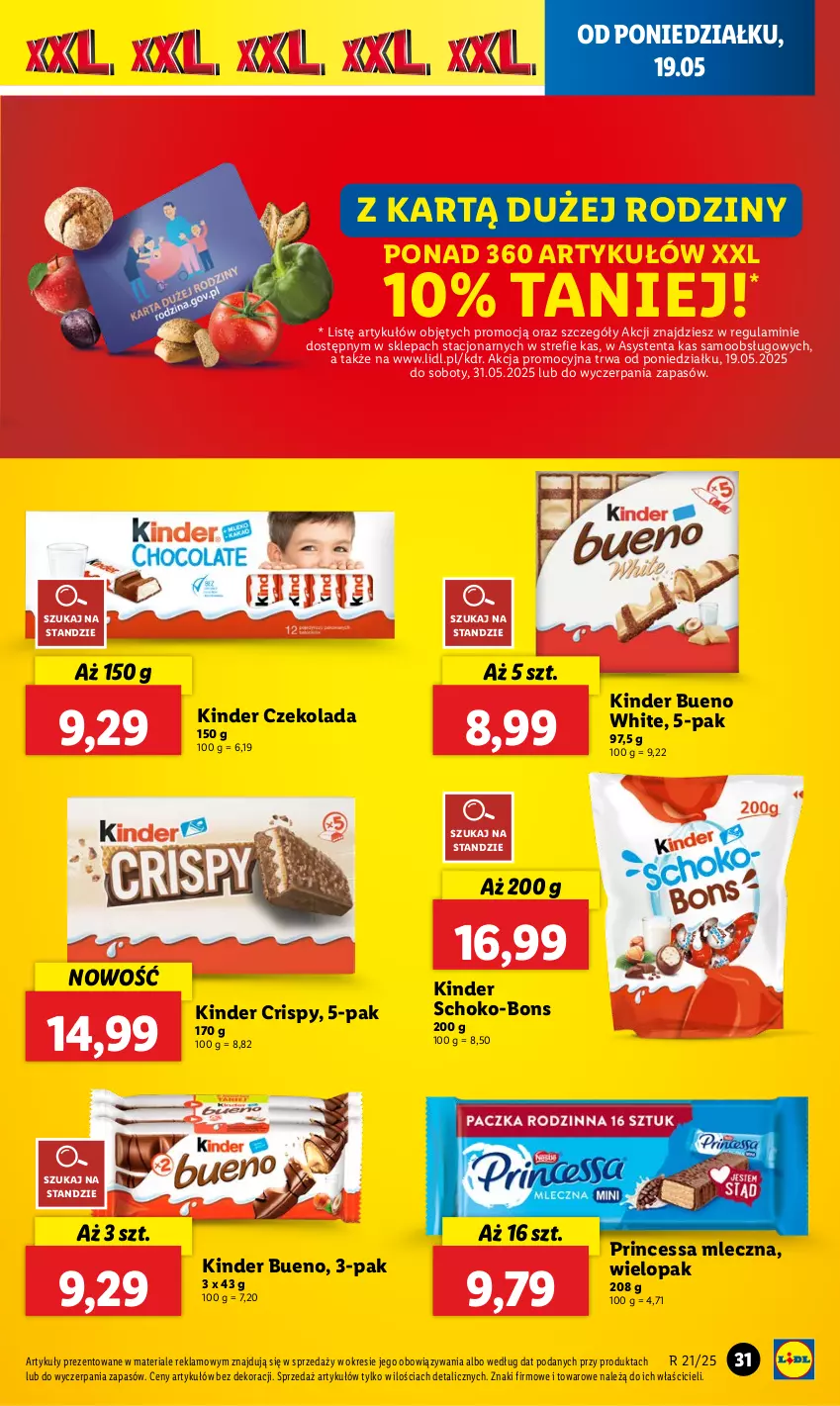 Gazetka promocyjna Lidl - GAZETKA - ważna 19.05 do 21.05.2025 - strona 35 - produkty: Czekolada, Kinder, Kinder Bueno, Princessa