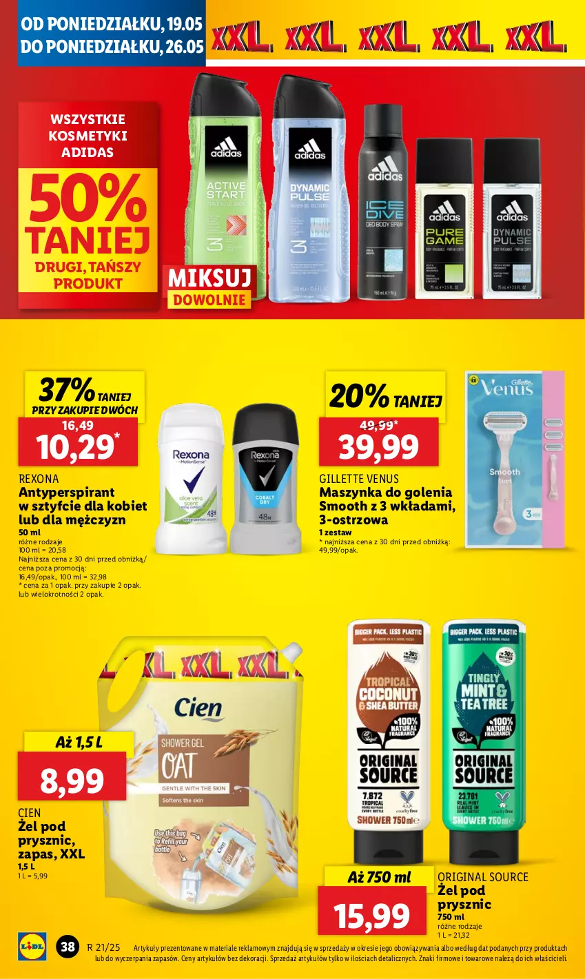 Gazetka promocyjna Lidl - GAZETKA - ważna 19.05 do 21.05.2025 - strona 42 - produkty: Adidas, Antyperspirant, Gillette, Gillette Venus, Gin, Maszynka, Maszynka do golenia, Rexona, Szynka, Venus