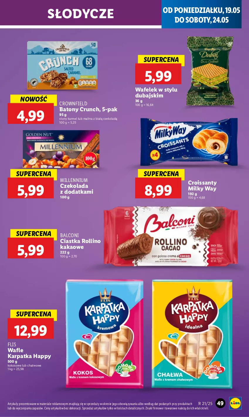 Gazetka promocyjna Lidl - GAZETKA - ważna 19.05 do 21.05.2025 - strona 57 - produkty: Alcon, Baton, Ciastka, Croissant, Czekolada, Kakao, Karp, Kokos, Milky Way, Wafelek, Wafle