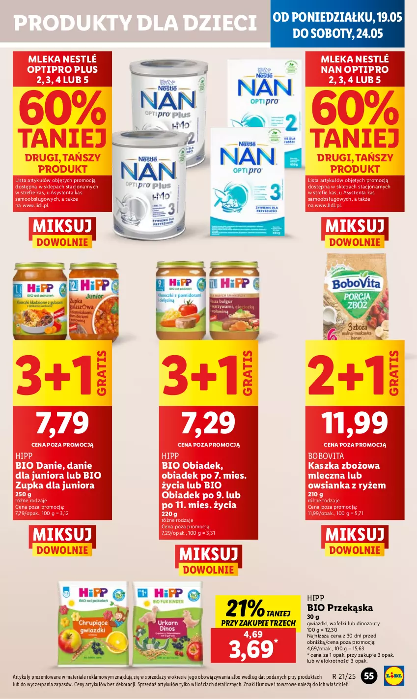 Gazetka promocyjna Lidl - GAZETKA - ważna 19.05 do 21.05.2025 - strona 63 - produkty: BoboVita, Dinozaur, Dzieci, Gra, HiPP, Hipp Bio, NAN Optipro, Nestlé, Owsianka, Ryż