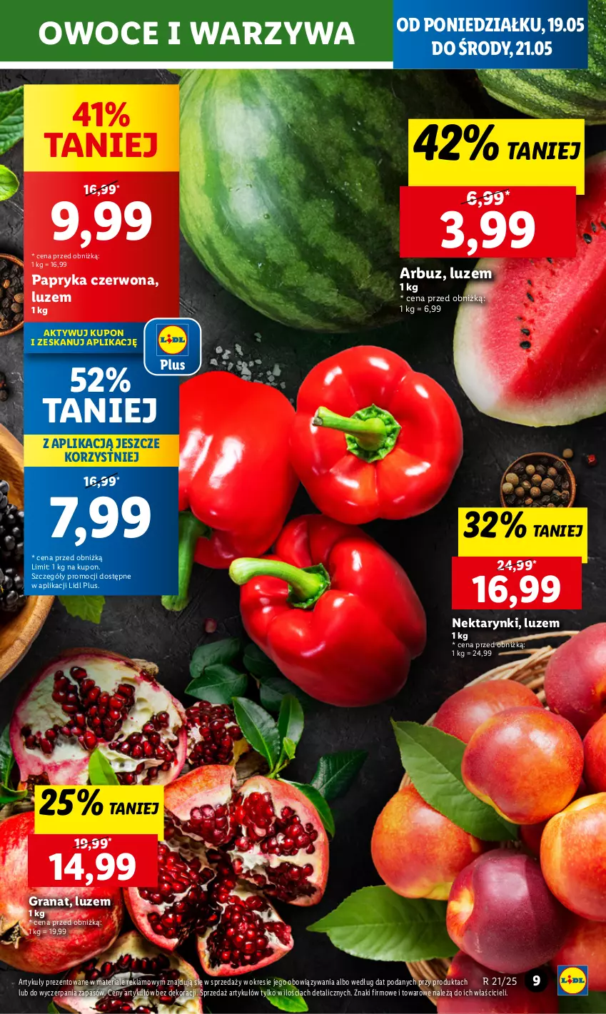 Gazetka promocyjna Lidl - GAZETKA - ważna 19.05 do 21.05.2025 - strona 9 - produkty: Arbuz, Gra, Granat, Nektar, Owoce, Papryka, Papryka czerwona, Warzywa