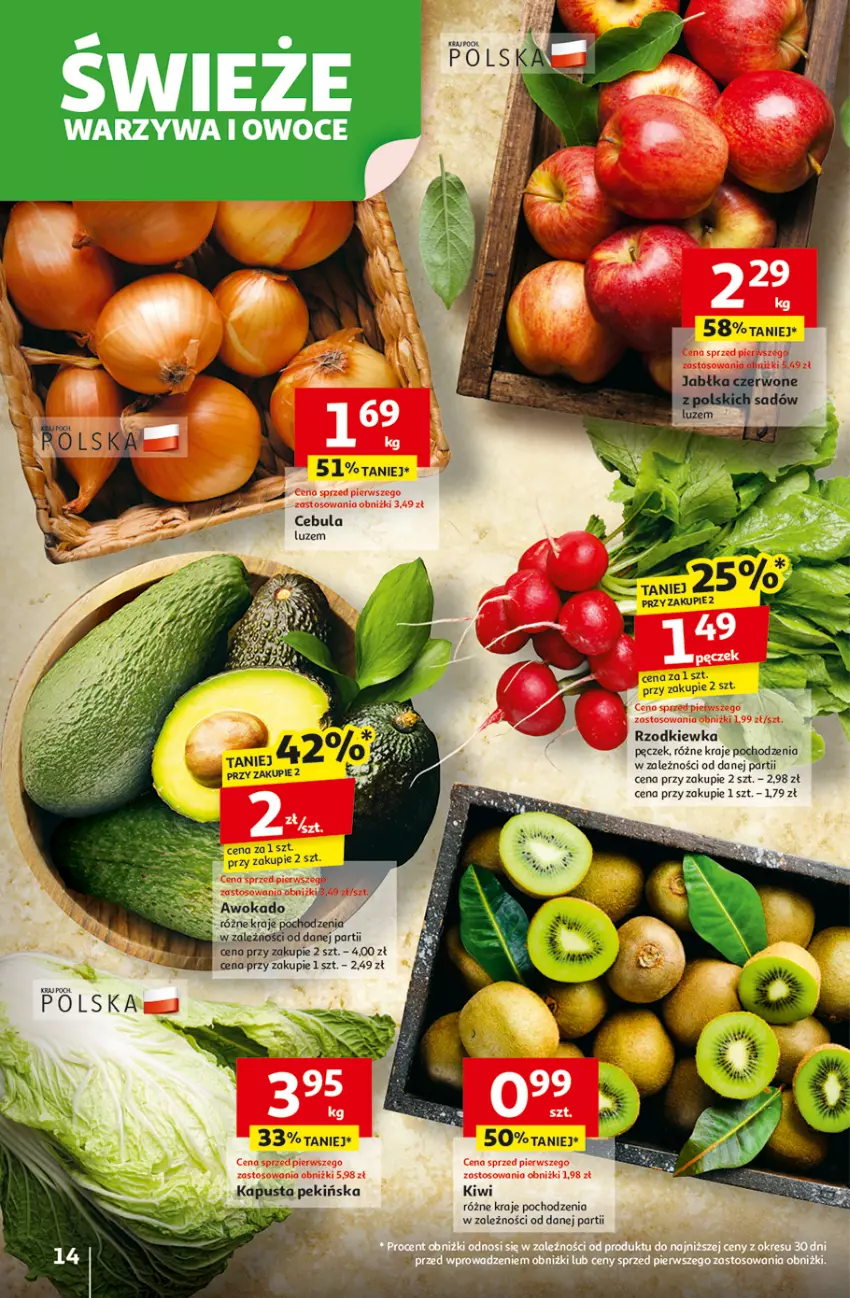 Gazetka promocyjna Auchan - Pewność niskich cen Hipermarket - ważna 06.11 do 12.11.2025 - strona 14 - produkty: Cebula, Jabłka, Kiwi, Owoce, Rzodkiewka, Warzywa, Warzywa i owoce