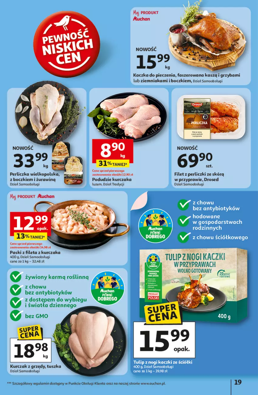 Gazetka promocyjna Auchan - Pewność niskich cen Hipermarket - ważna 06.11 do 12.11.2025 - strona 19 - produkty: Fa, Kaczka, Kurczak, Perliczka, Piec, Tusz