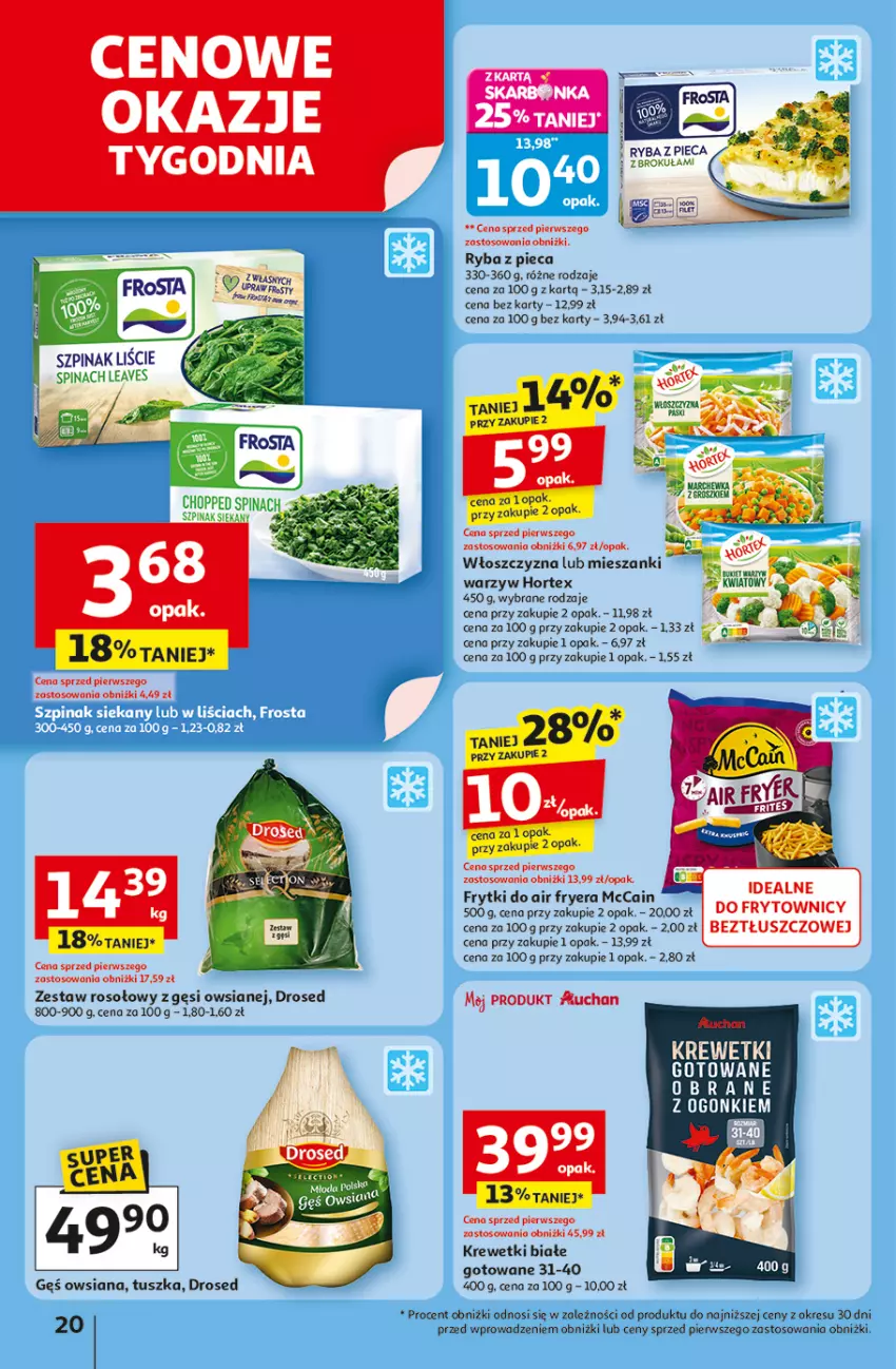 Gazetka promocyjna Auchan - Pewność niskich cen Hipermarket - ważna 06.11 do 12.11.2025 - strona 20 - produkty: Frosta, Frytki, Hortex, Krewetki, McCain, Piec, Ryba, Tusz