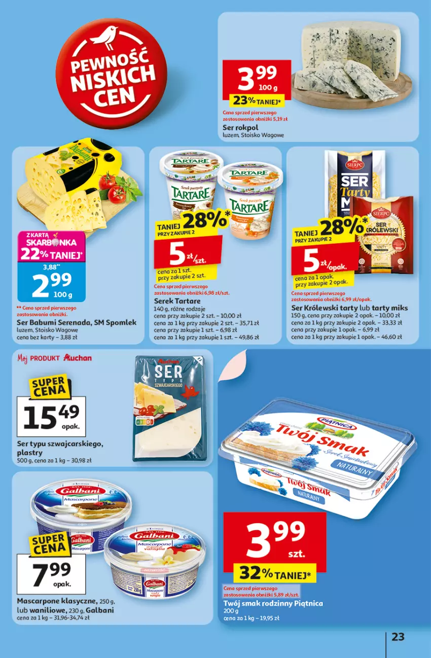 Gazetka promocyjna Auchan - Pewność niskich cen Hipermarket - ważna 06.11 do 12.11.2025 - strona 23 - produkty: Cars, Galbani, Królewski, Mascarpone, Rokpol, Ser, Serek, Tarta, Tartare, Twój Smak