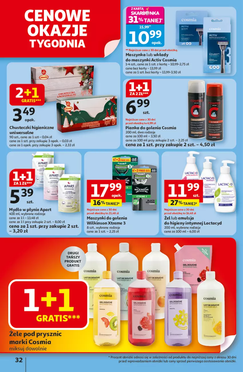 Gazetka promocyjna Auchan - Pewność niskich cen Hipermarket - ważna 06.11 do 12.11.2025 - strona 32 - produkty: Chusteczki, Gra, Lactacyd, Maszynka, Mydło, Mydło w płynie, Pianka do golenia, Szynka
