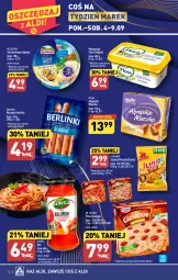 Gazetka promocyjna Aldi - Pełna oferta - Gazetka - ważna od 09.09 do 09.09.2023 - strona 14 - produkty: Top, Sos, Ser, Lajkonik, Gin, Parówki, Dr. Oetker, Pizza, Mleczko, Margaryna, Morliny, Hochland, Flora, Precelki, Berlinki, Milka, Fa
