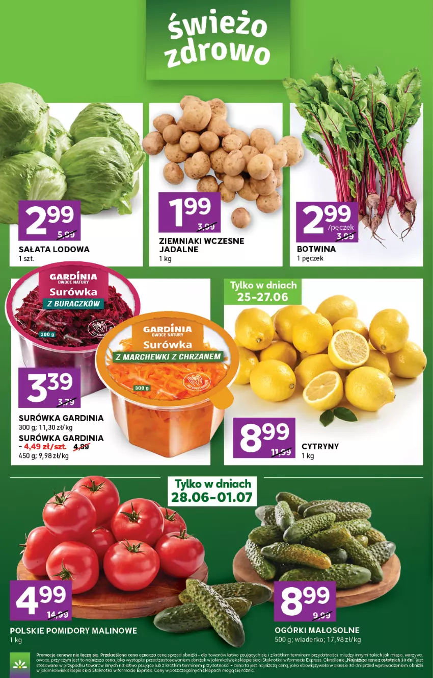 Gazetka promocyjna Stokrotka - Express - ważna 25.06 do 01.07.2026 - strona 3 - produkty: Cytryny, LG, Owoce, Pomidory, Sałat, Surówka, Ziemniaki