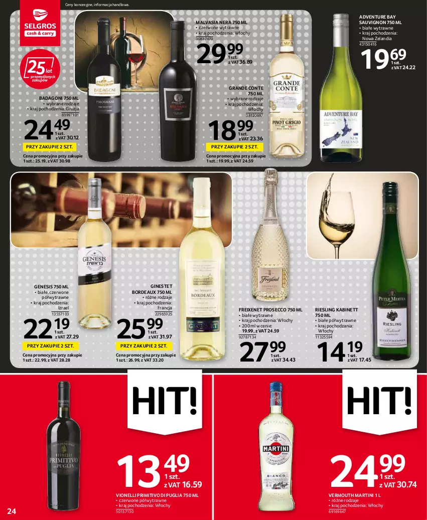 Gazetka promocyjna Selgros - Oferta spożywcza - ważna 05.05 do 18.05.2022 - strona 24 - produkty: Bordeaux, Gin, Gra, Martini, Prosecco, Vermouth