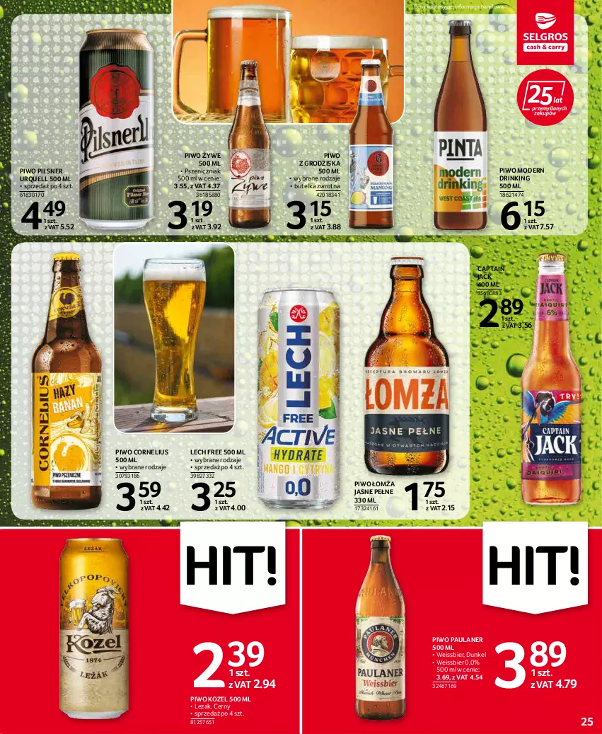 Gazetka promocyjna Selgros - Oferta spożywcza - ważna 05.05 do 18.05.2022 - strona 25 - produkty: Captain Jack, Kozel, Pilsner Urquell, Piwo