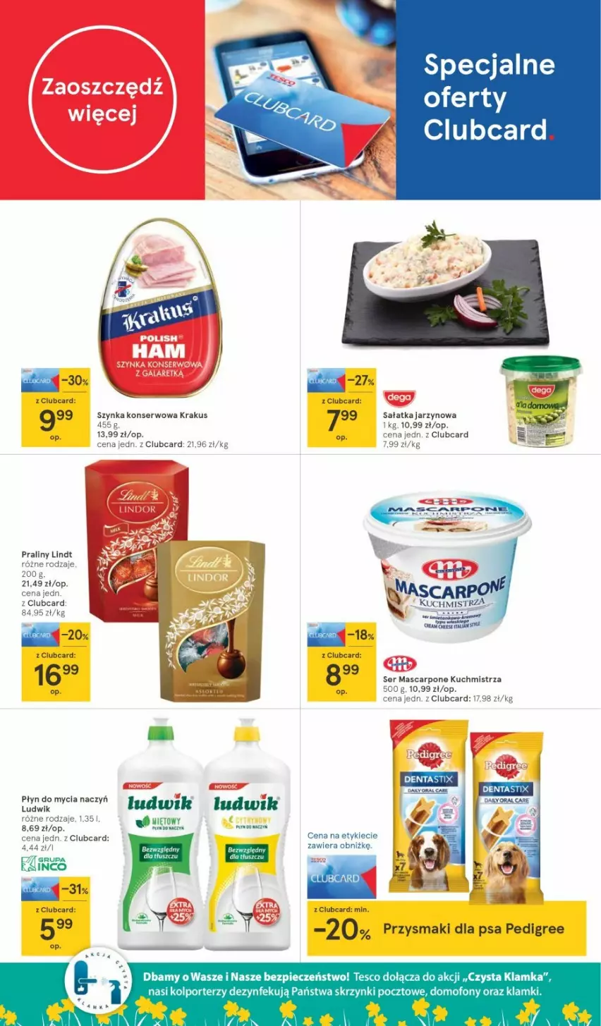 Gazetka promocyjna Tesco - Tesco gazetka - przyszły tydzień - ważna 30.03 do 03.04.2021 - strona 12 - produkty: Domofon, Krakus, Lindt, Ludwik, Mascarpone, Pedigree, Por, Praliny, Przysmaki, Sałat, Sałatka, Ser, Szynka, Szynka konserwowa