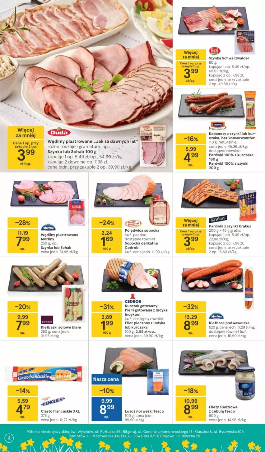 Gazetka promocyjna Tesco - Tesco gazetka - przyszły tydzień - ważna 30.03 do 03.04.2021 - strona 4 - produkty: Gra, Krakus, Kurczak, Morliny, Parówki, Piec, Polędwica, Rama, Ser, Szynka, Szynka schwarzwalder, Top, Wawel