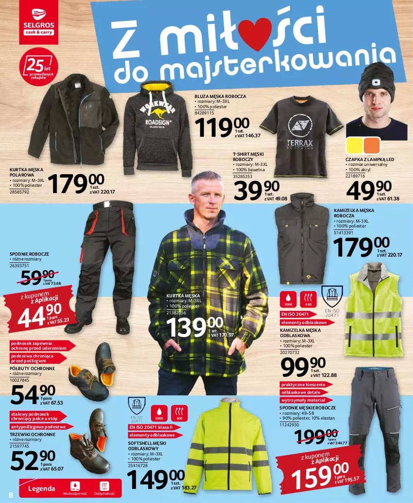 Gazetka promocyjna Selgros - Katalog Narzędzia i Ogród - ważna 25.08 do 07.09.2022 - strona 8 - produkty: Bluza, Buty, Czapka, Kamizelka, Kurtka, Półbuty, Por, Spodnie, T-shirt, Wełna