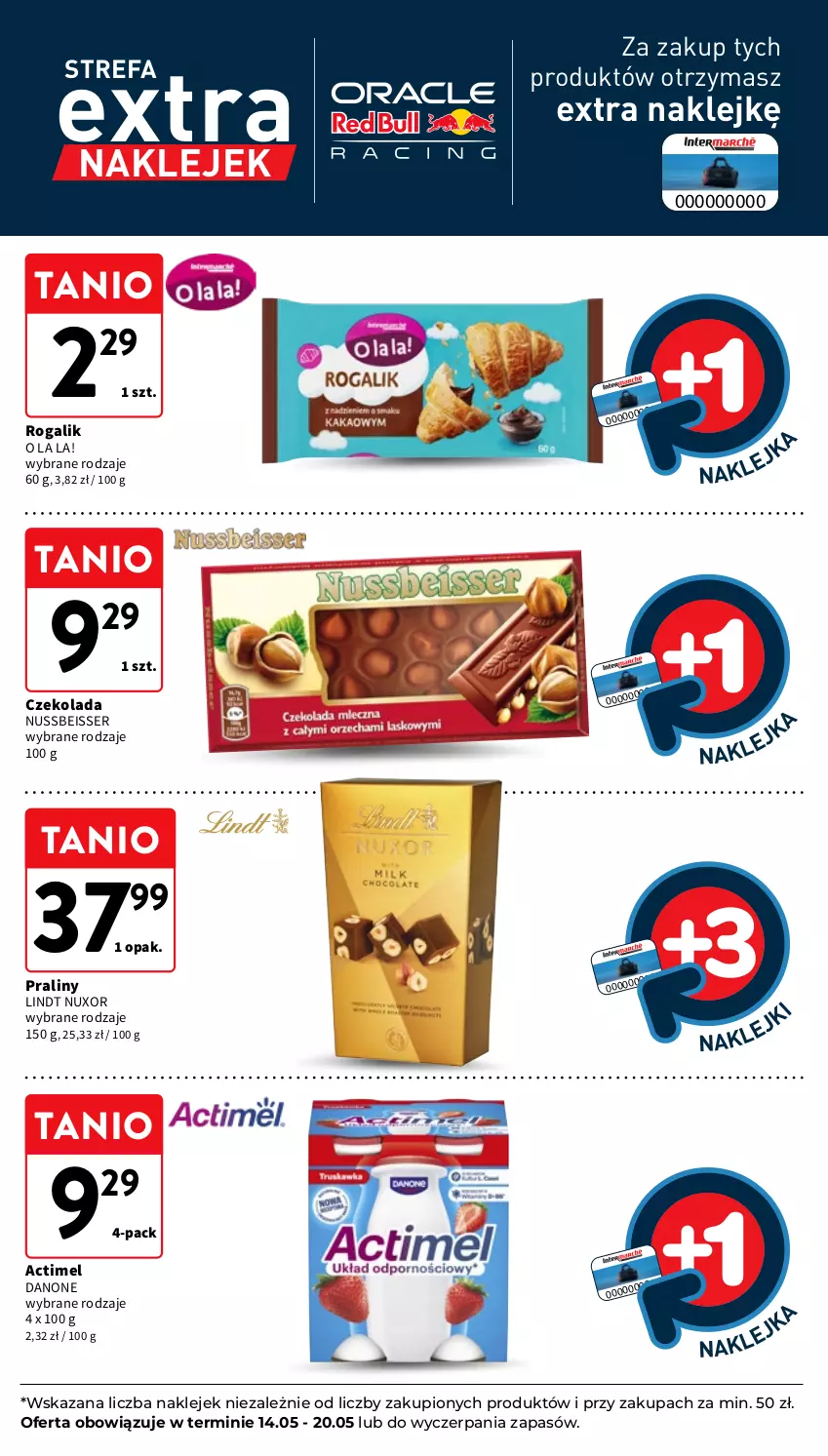 Gazetka promocyjna Intermarche - Gazetka promocyjna - ważna 14.05 do 20.05.2026 - strona 11 - produkty: Actimel, Czekolada, Danone, Fa, Klej, Lindt, Praliny, Rogal, Ser
