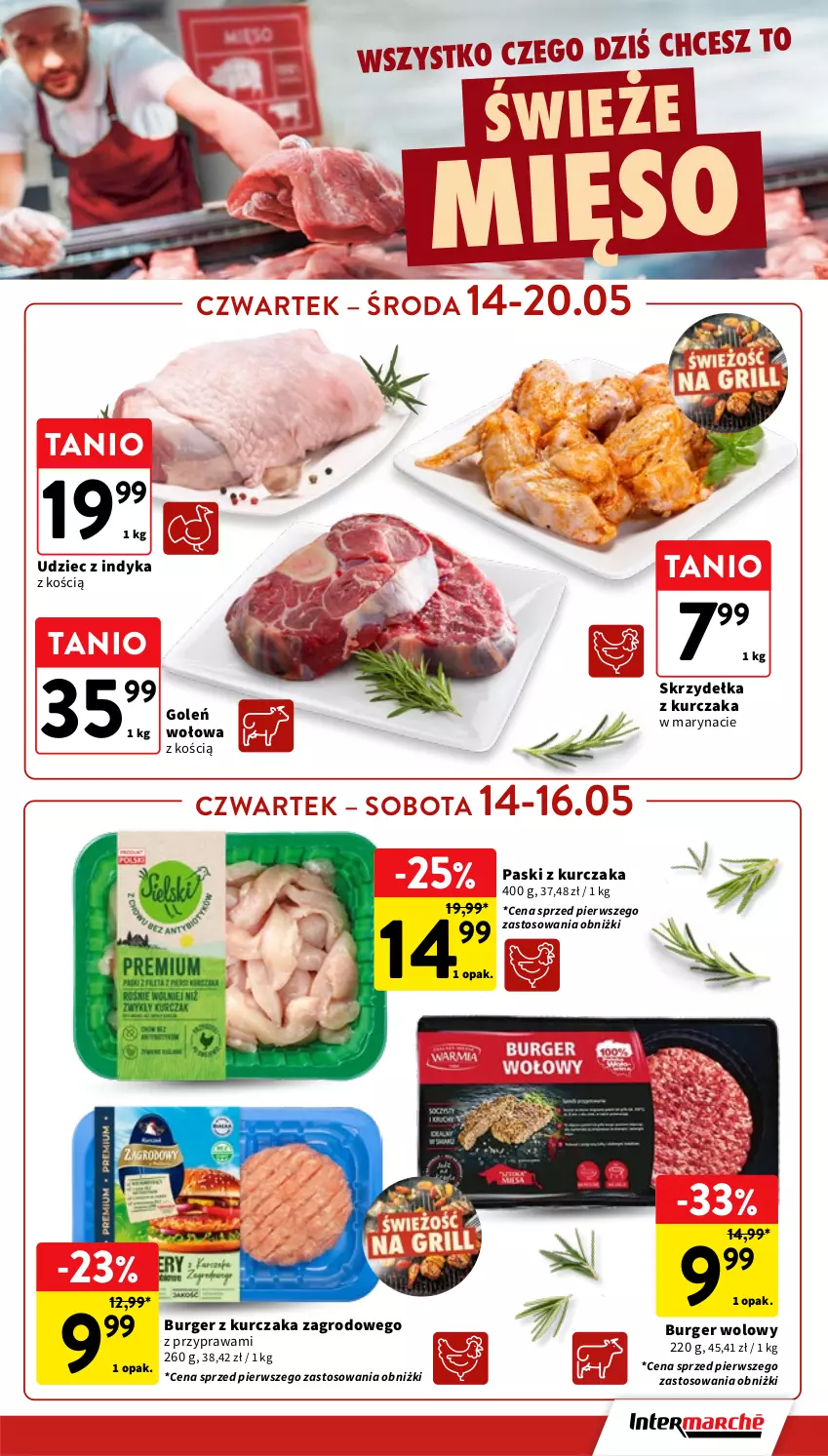 Gazetka promocyjna Intermarche - Gazetka promocyjna - ważna 14.05 do 20.05.2026 - strona 15 - produkty: Burger, Kurczak, Mięso, Skrzydełka z kurczaka, Udziec z indyka