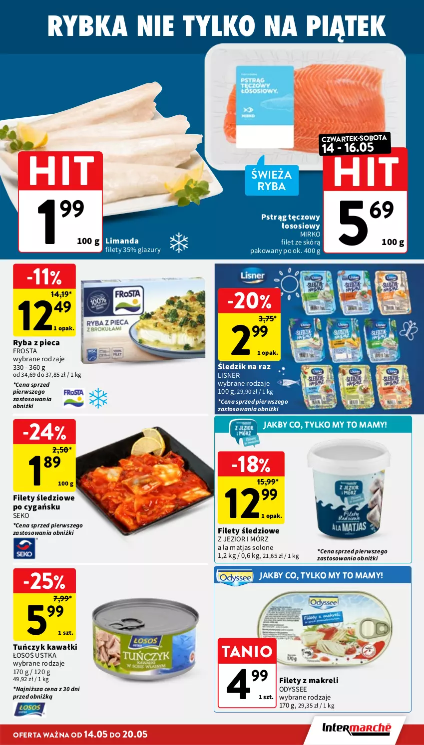 Gazetka promocyjna Intermarche - Gazetka promocyjna - ważna 14.05 do 20.05.2026 - strona 19 - produkty: Frosta, Kawa, Lazur, Lisner, Matjas, Piec, Pstrąg, Pstrąg tęczowy, Ryba, SEKO, Sos, Tuńczyk