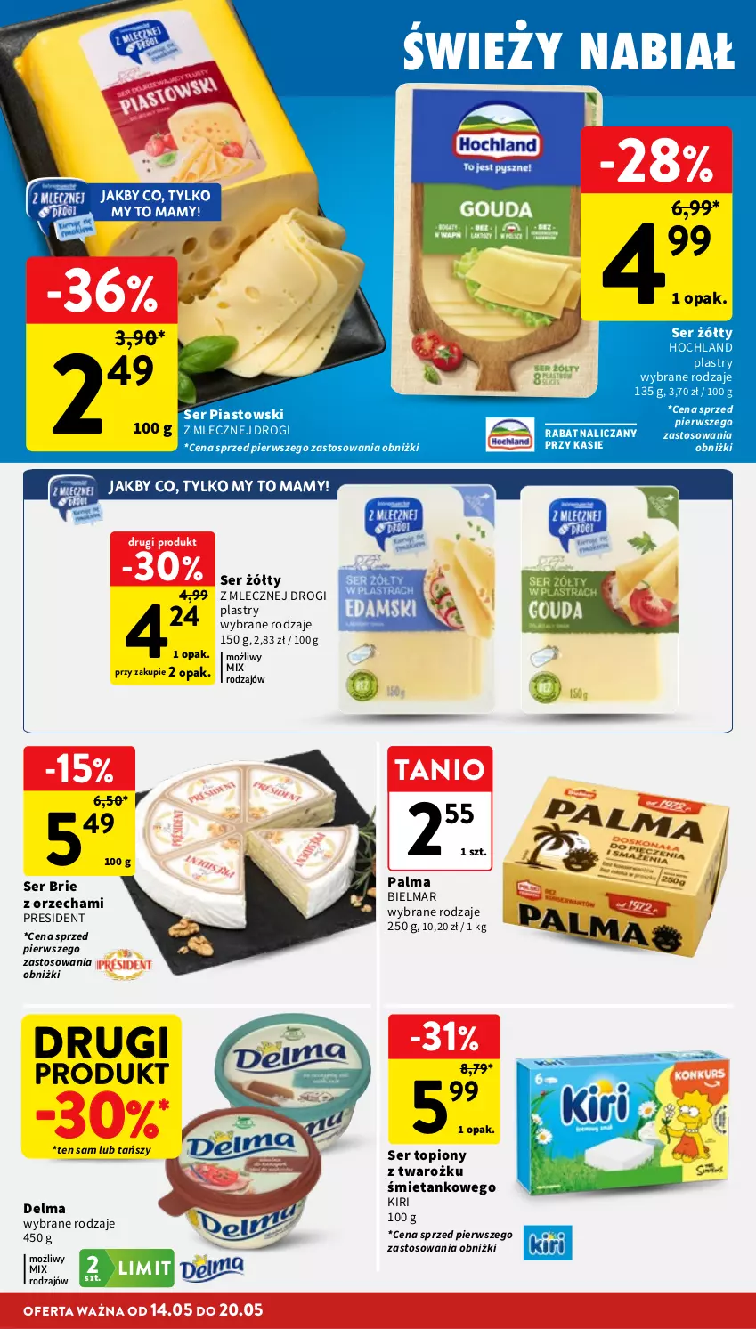 Gazetka promocyjna Intermarche - Gazetka promocyjna - ważna 14.05 do 20.05.2026 - strona 22 - produkty: Brie, Delma, Hochland, Palma, Piast, Ser, Ser topiony, Top