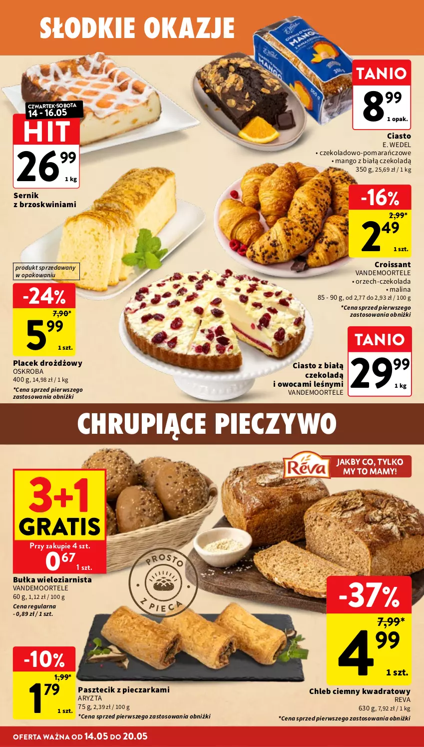 Gazetka promocyjna Intermarche - Gazetka promocyjna - ważna 14.05 do 20.05.2026 - strona 26 - produkty: Bułka, Bułka wieloziarnista, Chleb, Croissant, Czekolada, E. Wedel, Gra, Mango, Pasztecik z pieczarkami, Piec, Pieczarka, Pieczywo, Ser
