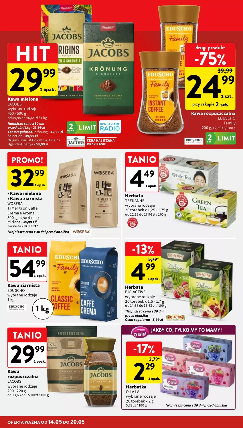 Gazetka promocyjna Intermarche - Gazetka promocyjna - ważna 14.05 do 20.05.2026 - strona 28 - produkty: Fa, Gin, Herbata, Jacobs, Kawa, Kawa mielona, Kawa rozpuszczalna, Kawa ziarnista, Teekanne, Woseba