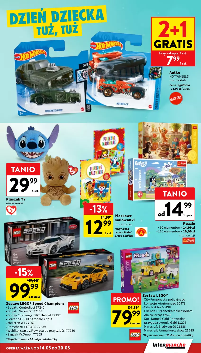 Gazetka promocyjna Intermarche - Gazetka promocyjna - ważna 14.05 do 20.05.2026 - strona 41 - produkty: Fa, Gra, Hot Wheels, Koc, Kurczak, LEGO, Minecraft, Ogród, Pluszak, Por, Puzzle, Traktor, Urgo