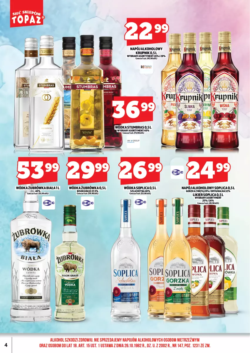 Gazetka promocyjna Topaz - Gazetka - ważna 01.03 do 15.03.2026 - strona 6 - produkty: Gin, Likier, Napój, Soplica, Wódka