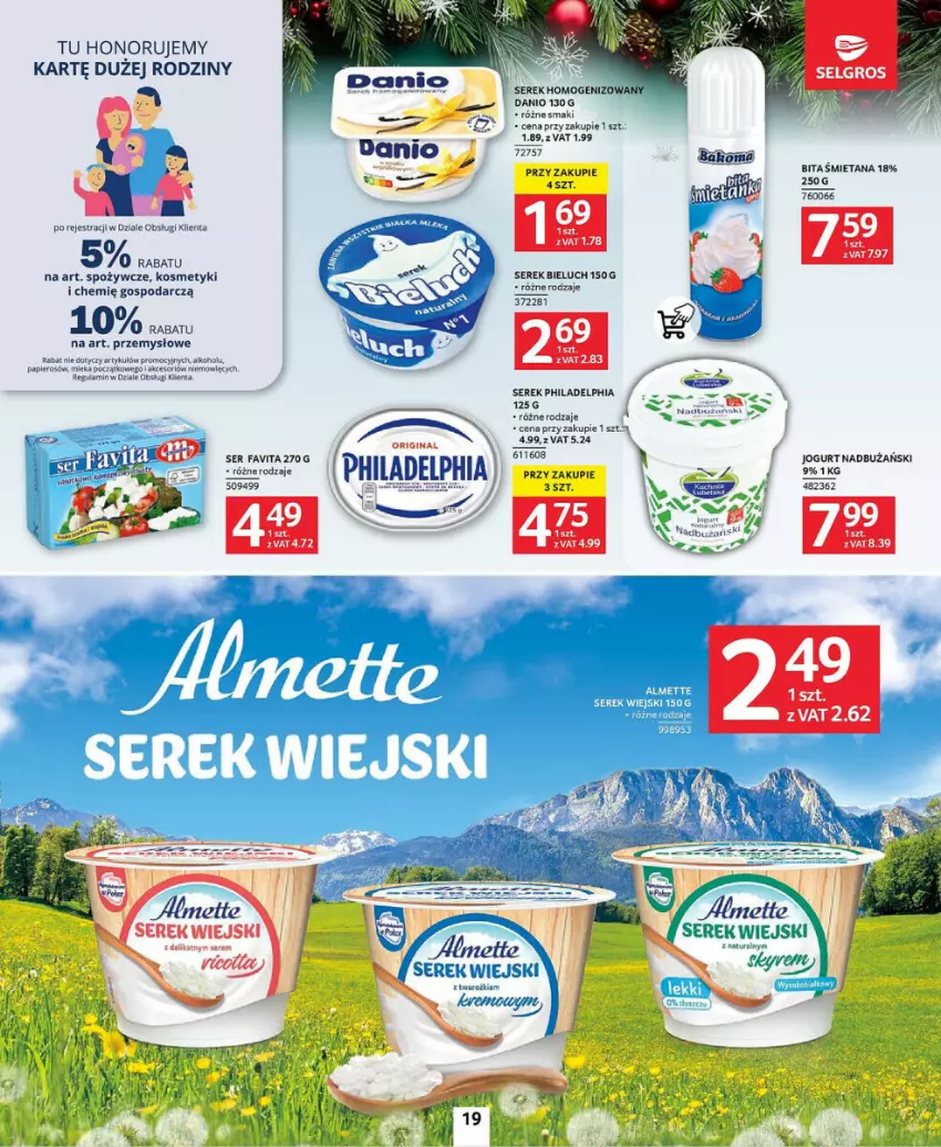 Gazetka promocyjna Selgros - ważna 21.11 do 04.12.2024 - strona 11 - produkty: Bieluch, Danio, Fa, Favita, Jogurt, LG, Papier, Philadelphia, Ser, Serek, Serek homogenizowany, Serek wiejski