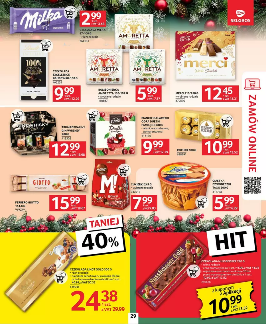 Gazetka promocyjna Selgros - ważna 21.11 do 04.12.2024 - strona 22 - produkty: Ciastka, Cukier, Cukierki, Czekolada, Fa, Ferrero, Gala, Galaretki, Gin, Merci, Praliny, Rum, Tago, Whiskey