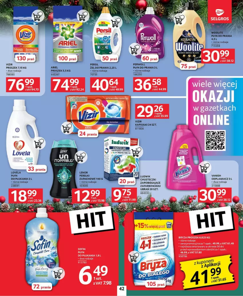 Gazetka promocyjna Selgros - ważna 21.11 do 04.12.2024 - strona 37 - produkty: Ariel, Bryza, Chusteczki, Fa, Lenor, Lovela, Ludwik, Odplamiacz, Persil, Perwoll, Płyn do prania, Vanish, Vizir, Woolite