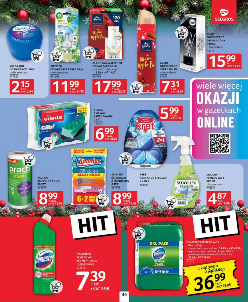 Gazetka promocyjna Selgros - ważna 21.11 do 04.12.2024 - strona 39 - produkty: Air Wick, Domestos, Gra, Kolorado, Kret, Płyn do szyb, Vileda