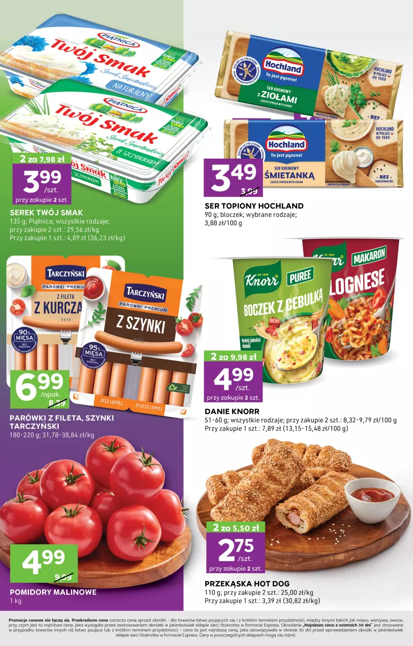 Gazetka promocyjna Stokrotka - Stokrotka Express - ważna 19.09 do 25.09.2024 - strona 2 - produkty: Fa, Hochland, Hot dog, Knorr, Mięso, Owoce, Piątnica, Ser, Ser topiony, Serek, Top, Warzywa