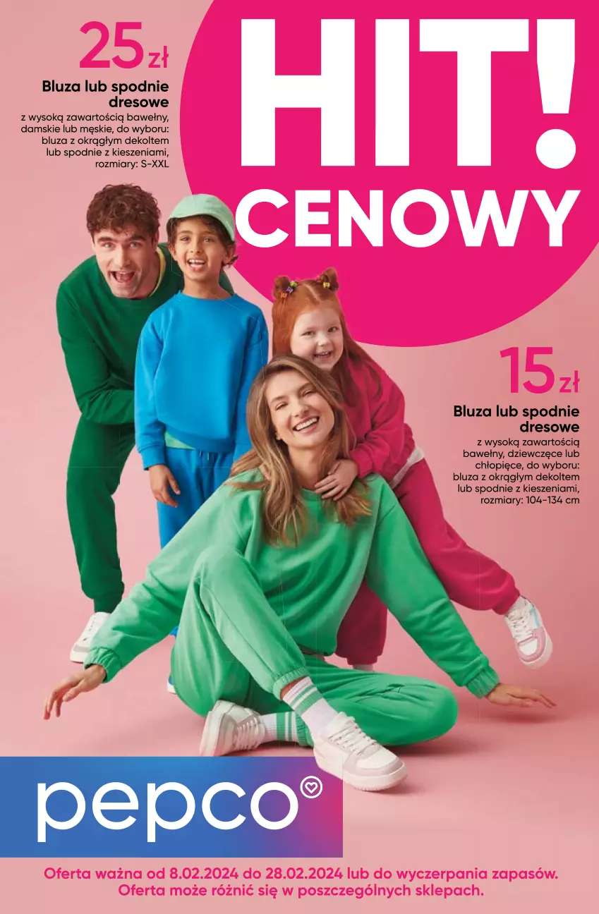 Gazetka promocyjna Pepco - Kolorowe dresy - ważna 08.02 do 28.02.2024 - strona 1 - produkty: Bluza, Dres, Sok, Spodnie, Spodnie dresowe